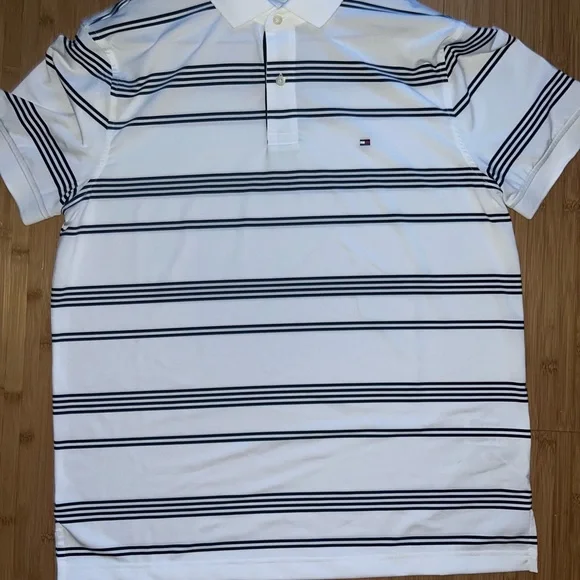 Tommy Hilfiger White and Black Polo Shirt Classic Design - Picture 1 of 7